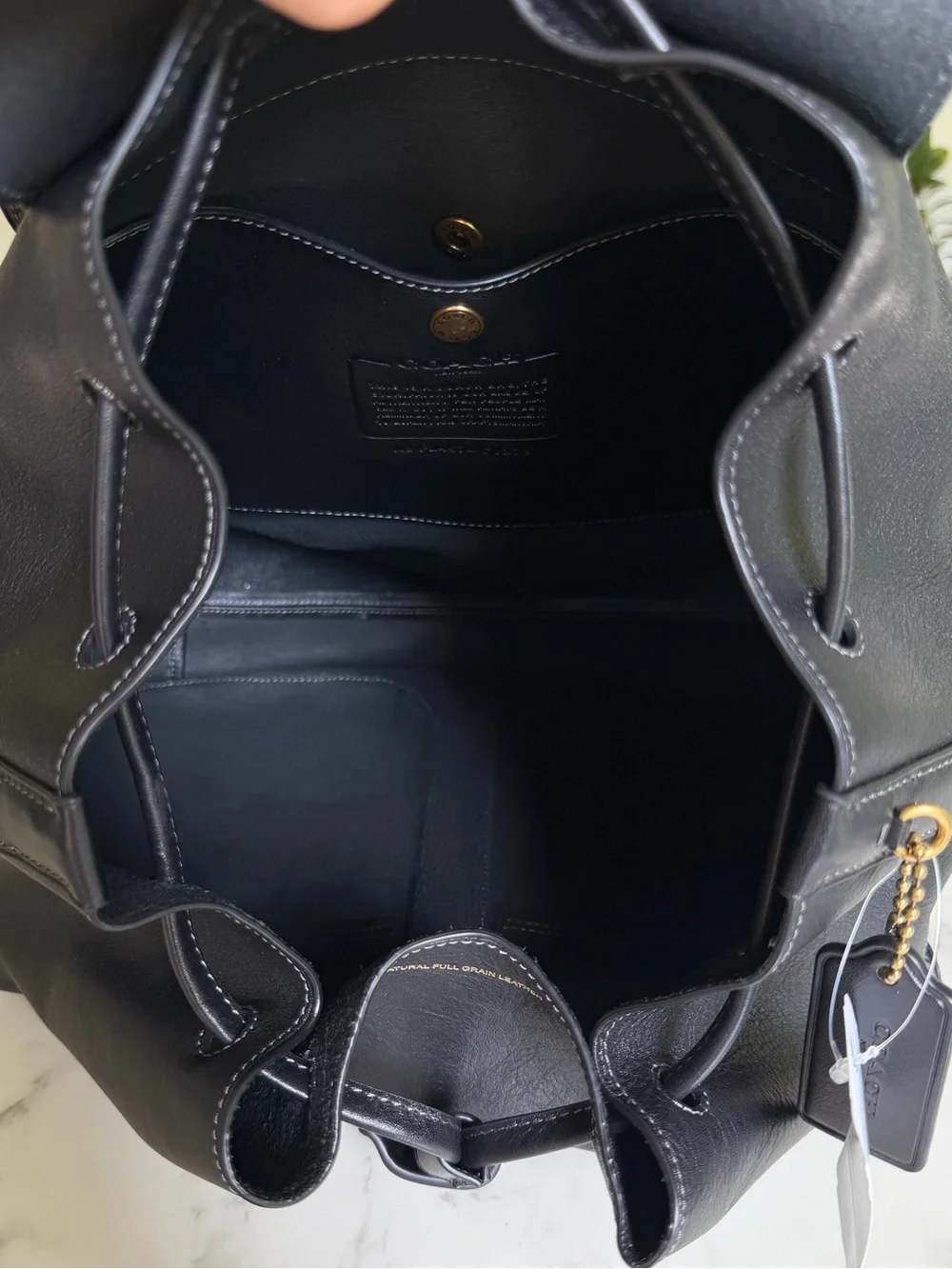 NWT COACH Crosby Backpack Bag Brass Black Natural Grain Leather CY279 Unisex